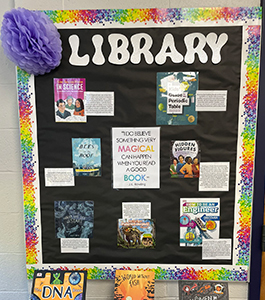 Colorful library bulletin board